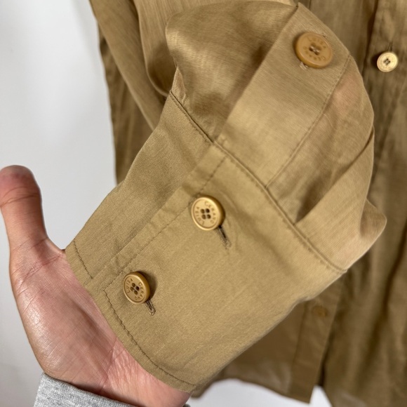 Luisa Cerano Tan Button Down Shirt Size 14 Utility Cotton Blouse Workwear - Picture 7 of 16